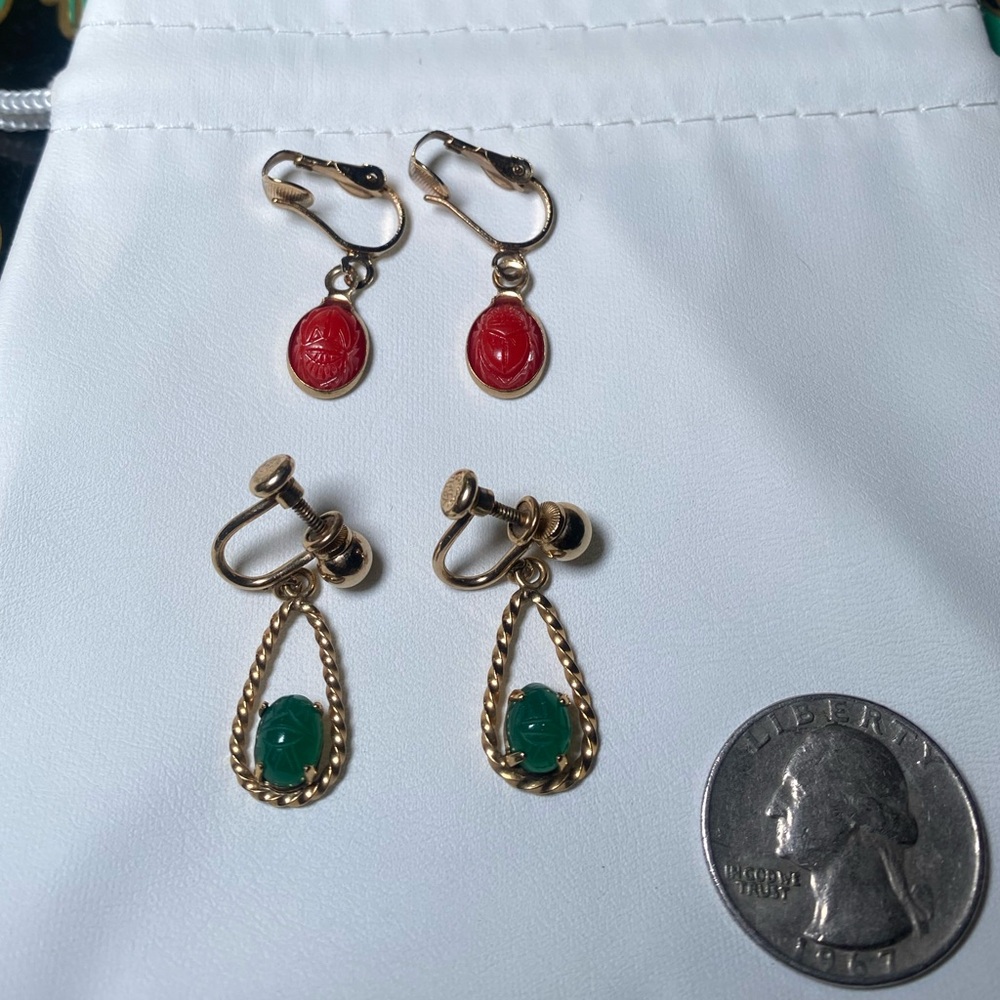 Vintage Van Dell Scarab Earrings - Picture 4 of 7